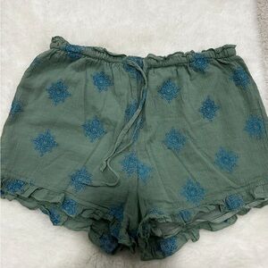 Mint Green and Blue embroidered snowfall Shorts